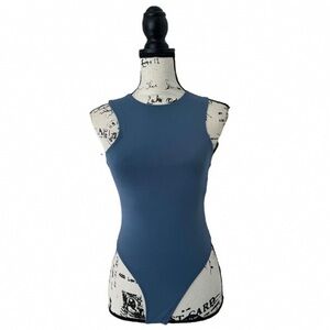 Chic Sleeveless Blue Bodysuit